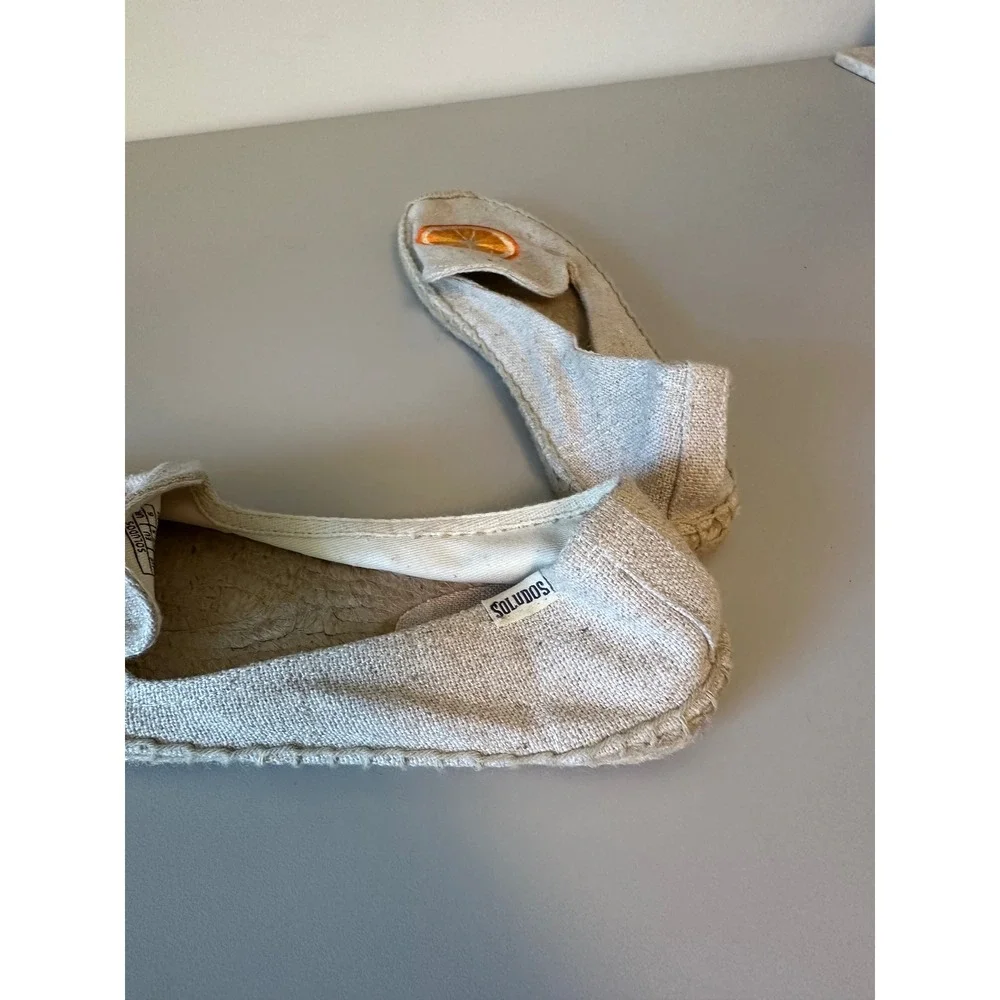 Soludos Oranges Espadrille Flats in Beige Citrus| Size 8